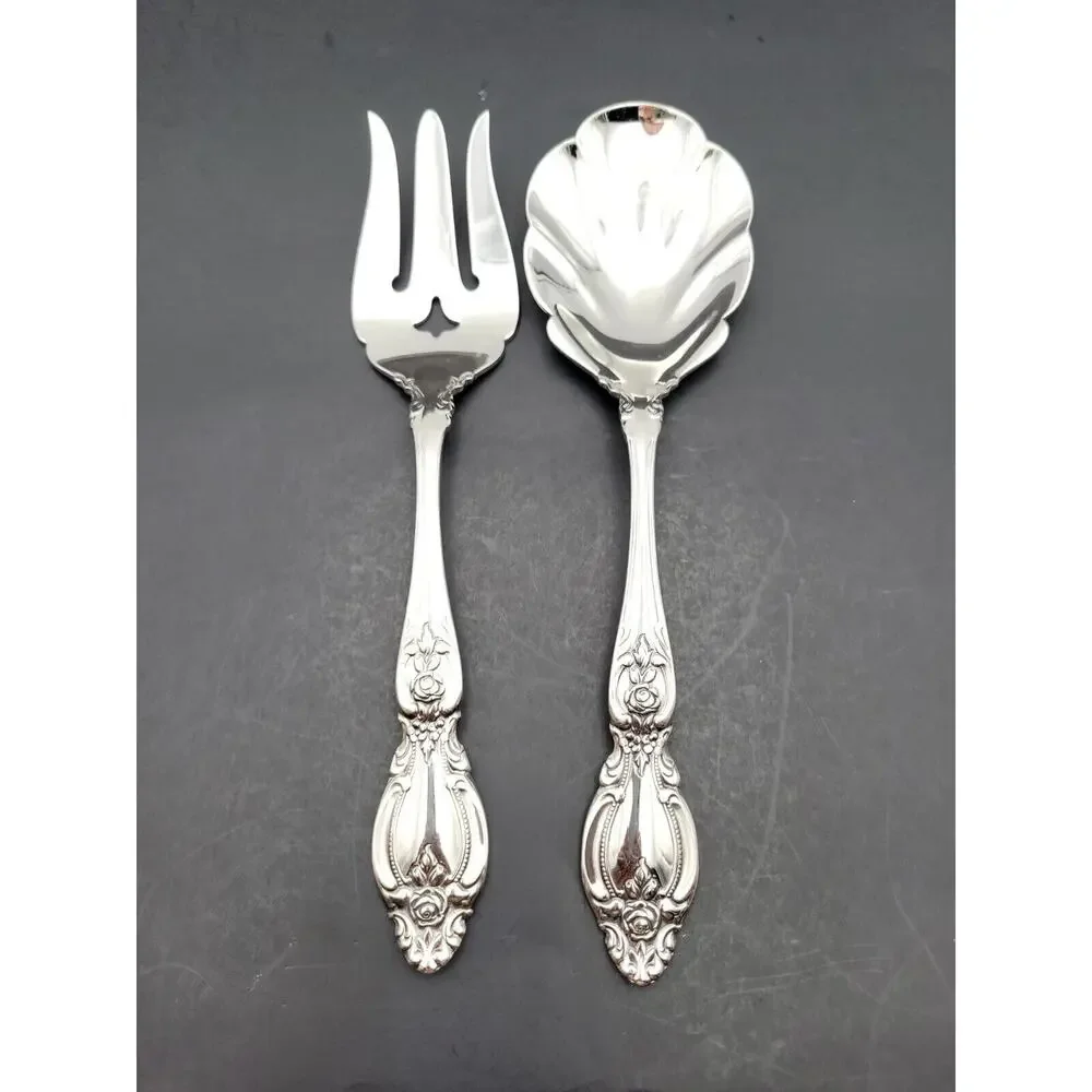 Oneida 18/8 Stainless Heirloom Frederick Serving Set Fork & Spoon (Shell Cassero